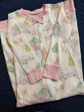 The Beaufort Bonnet Company Girl 2T Pink Pima Cotton Holiday Village Sleepwear